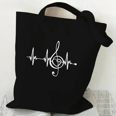 Sieviešu rokassomas Music Note Heartbeat Canvas Bag Smieklīga rokassomiņa pusaudžiem Modes somas dizaina zīmola sānu soma sievietēm