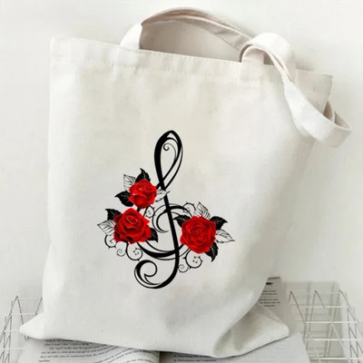 Sieviešu rokassomas Music Note Heartbeat Canvas Bag Smieklīga rokassomiņa pusaudžiem Modes somas dizaina zīmola sānu soma sievietēm
