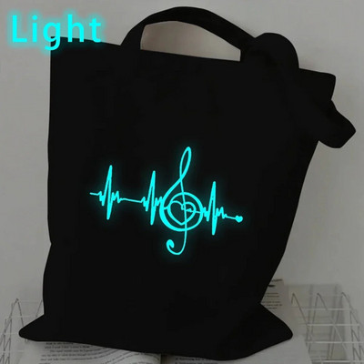 Sieviešu rokassomas Music Note Heartbeat Canvas Bag Smieklīga rokassomiņa pusaudžiem Modes somas dizaina zīmola sānu soma sievietēm