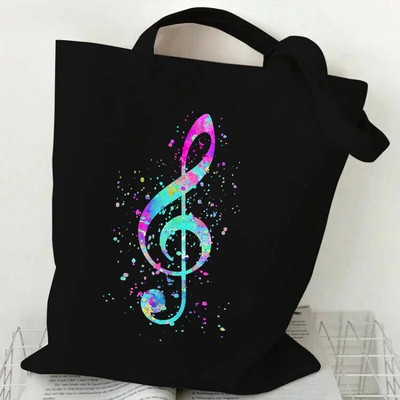 Sieviešu rokassomas Music Note Heartbeat Canvas Bag Smieklīga rokassomiņa pusaudžiem Modes somas dizaina zīmola sānu soma sievietēm