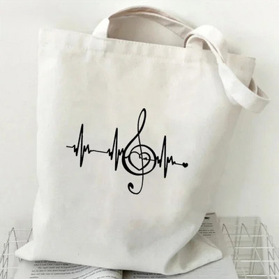Sieviešu rokassomas Music Note Heartbeat Canvas Bag Smieklīga rokassomiņa pusaudžiem Modes somas dizaina zīmola sānu soma sievietēm