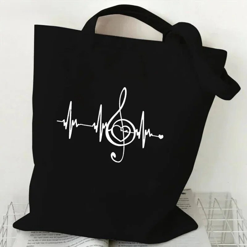 Sieviešu rokassomas Music Note Heartbeat Canvas Bag Smieklīga rokassomiņa pusaudžiem Modes somas dizaina zīmola sānu soma sievietēm