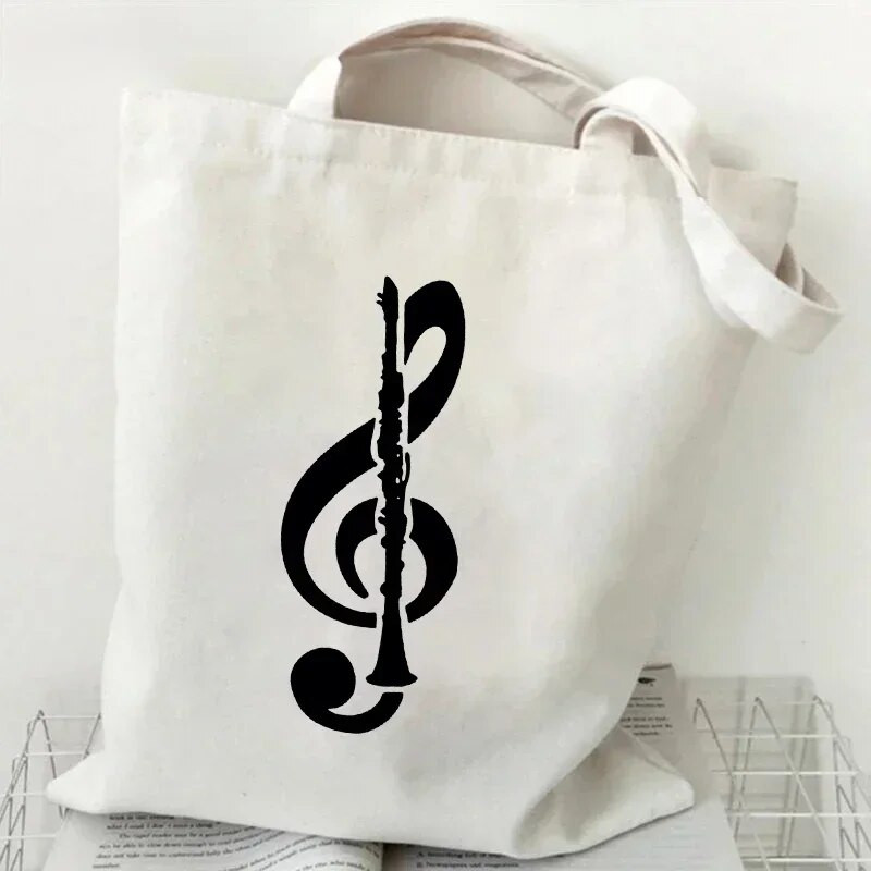 Sieviešu rokassomas Music Note Heartbeat Canvas Bag Smieklīga rokassomiņa pusaudžiem Modes somas dizaina zīmola sānu soma sievietēm