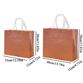 Нетъкани пазарски чанти Лазерна лъскава многократна чанта за хранителни стоки Мъжка чанта с дръжка Блестяща торбичка за подарък Favor Goodie Package Bags