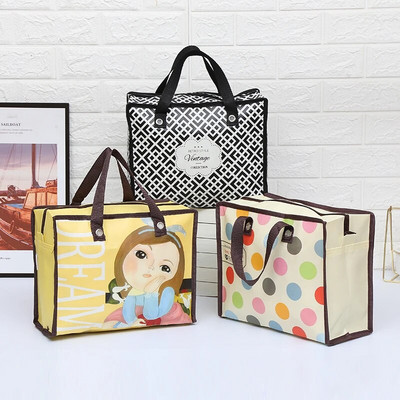 Карикатури Повтарящи се пазарски чанти от нетъкан текстил Дамска дамска чанта за реклама Shopper Еко чанти за рамо
