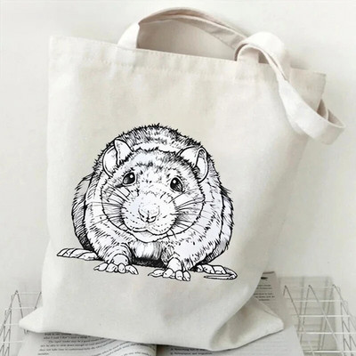 Roti õlakotid Naiste Multifilmid Loomade Rottide Kokkupandavad kandekotid Vanad rotid Moodsad ostukotid 2023 Vabaaja naiste käekotid