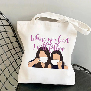 Gilmore Κοριτσάκια Κορεάτικη τσάντα Tote Γυναικεία Harajuku Gothic Bolsa De Tela Casual Y2k Τσάντα Αστεία Cartoon Τσάντα αγορών Lady Canvas Bag