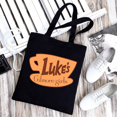 Gilmore Girls Korean Tote Bag Women Harajuku Gothic Bolsa De Tela Casual Y2k Ръчна чанта Забавна анимационна пазарска чанта Дамска платнена чанта