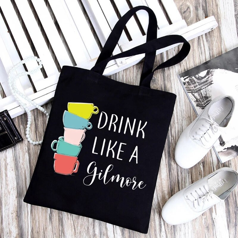 Gilmore Girls Korejas soma Sieviešu Harajuku Gothic Bolsa De Tela Casual Y2k rokassomiņa Smieklīga multfilmu iepirkumu soma Sieviešu audekla soma