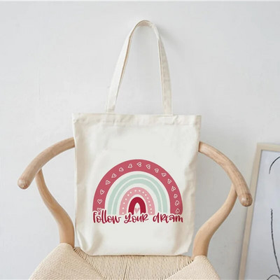 Ženska torba za kupovinu Modna ležerna ljetna torba na rame Sklopiva višekratna kupovna torba u Harajuku stilu Studentska platnena velika torba