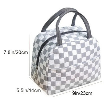 1бр карирана изолирана чанта за обяд, водоустойчива чанта за пикник, чанта за лед, чанта за кутия за обяд с голям капацитет