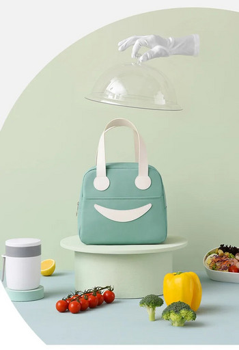1 PCS Преносима чанта за обяд изолирана хладилна чанта за безопасност на храните топла чанта за обяд момичета чанта за топла храна за пикник дамска чанта за обяд