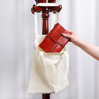 Τσάντα αγορών 3 μεγεθών καθαρό χρώμα Μεγάλης χωρητικότητας Eco Tote Βαμβακερό ύφασμα επαναχρησιμοποιήσιμο για γυναίκες Ανδρικό λινό Δώρα τσάντα χειρός απλής αποθήκευσης