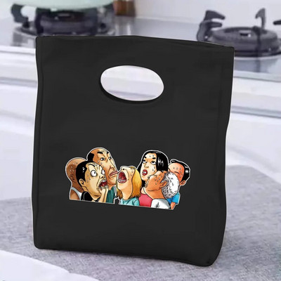 Pusdienu maisiņa roktura izolācijas dzesētāja soma karikatūra, apdrukāta pusdienu kastīte, pikniks ceļojumi, pārnēsājama pārtikas uzglabāšana brokastu termiskā pārtikas soma