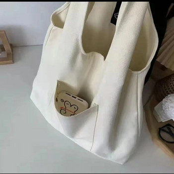 Ежедневни чанти за през рамо с голям капацитет Shopper Canvas Fashion Harajuku Дамски чанти Сгъваема нова едноцветна елегантна еко чанта