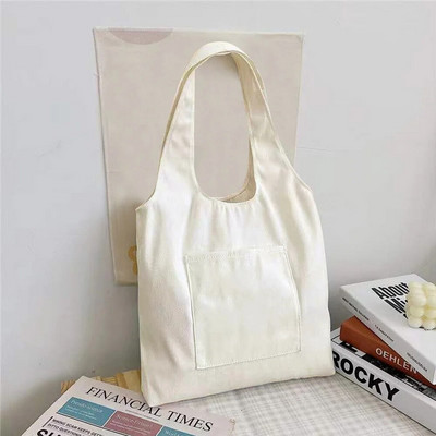 Neformālas lielas ietilpības plecu somas Pircēju kanvas Modes Harajuku sieviešu rokassomas salokāmas jaunas vienkrāsainas elegantas eko somas