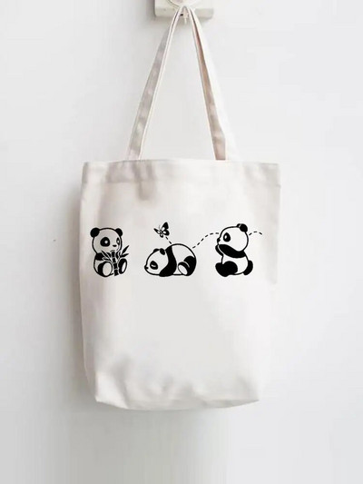 Дамски щампи Panda New 90s Love Shopper Дамски чанти Женска мода през рамо Ежедневно пазаруване Платнена чанта за момичета с графика