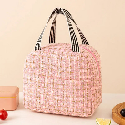 Ins Fashion Tote Lunchbox termiskā soma sievietēm vīriešiem Bento uzglabāšanas izolēta pusdienu soma Pārnēsājama dzesētāja piknika izolācijas somas rokassomiņa