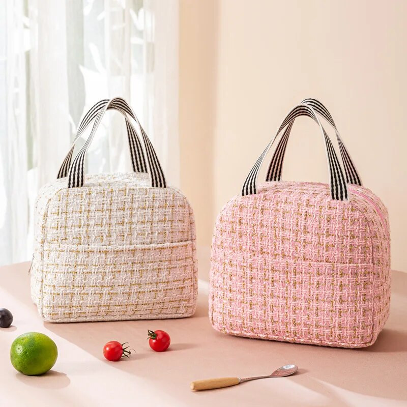 Ins Fashion Tote Lunchbox termiskā soma sievietēm vīriešiem Bento uzglabāšanas izolēta pusdienu soma Pārnēsājama dzesētāja piknika izolācijas somas rokassomiņa