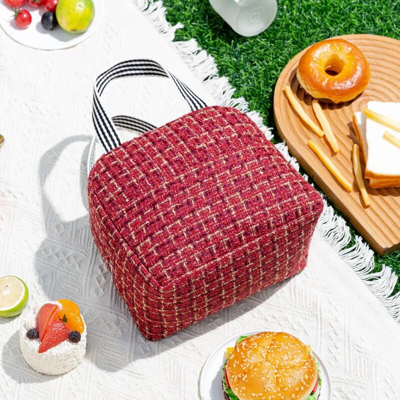 Ins Fashion Tote Lunchbox termiskā soma sievietēm vīriešiem Bento uzglabāšanas izolēta pusdienu soma Pārnēsājama dzesētāja piknika izolācijas somas rokassomiņa