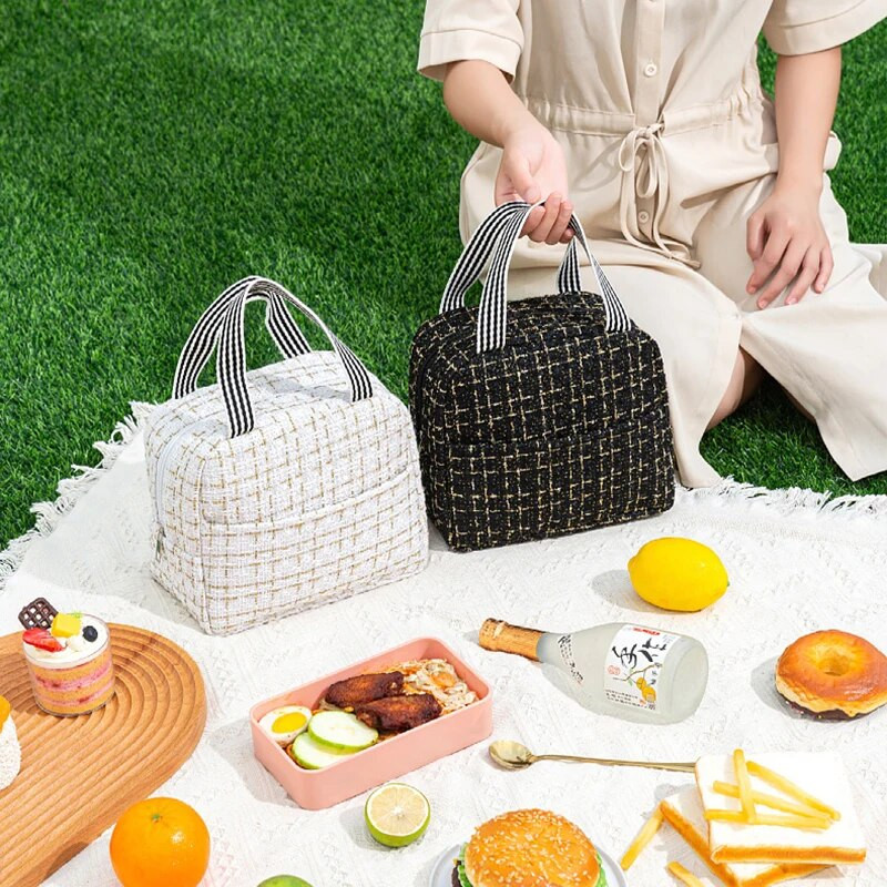 Ins Fashion Tote Lunchbox termiskā soma sievietēm vīriešiem Bento uzglabāšanas izolēta pusdienu soma Pārnēsājama dzesētāja piknika izolācijas somas rokassomiņa