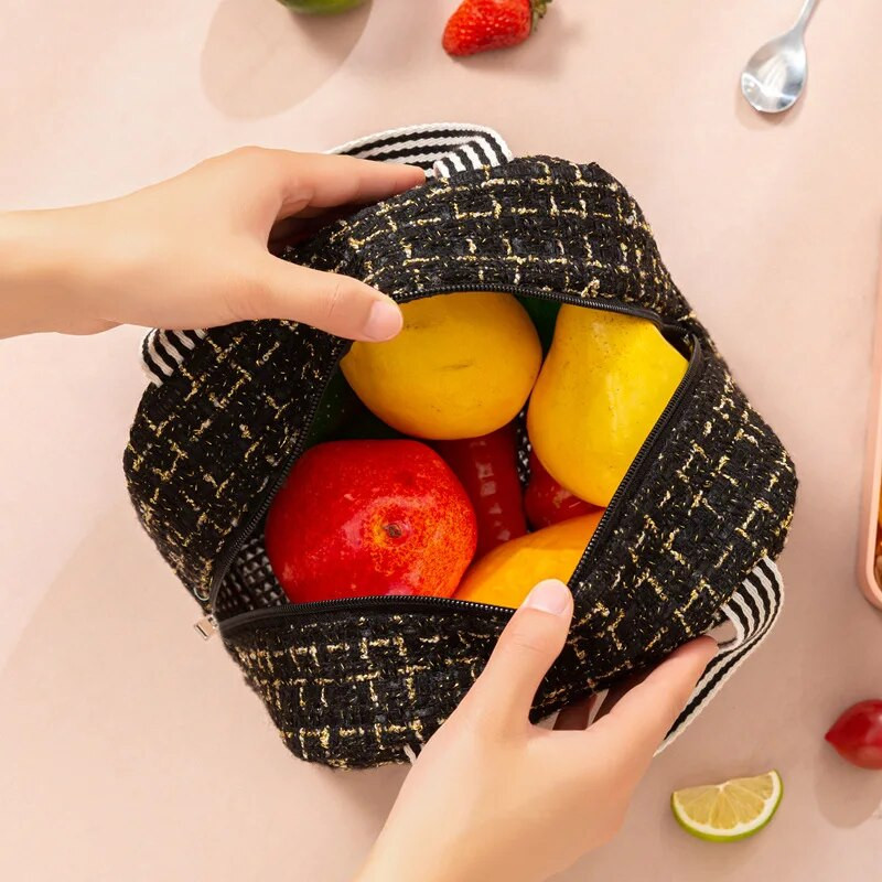 Ins Fashion Tote Lunchbox termiskā soma sievietēm vīriešiem Bento uzglabāšanas izolēta pusdienu soma Pārnēsājama dzesētāja piknika izolācijas somas rokassomiņa