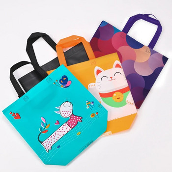 Пазарска чанта с щампа с анимационни изображения на животни, сгъваема чанта за многократна употреба, чанта за вкъщи, чанта за пазаруване, нетъкан текстил с филмово покритие