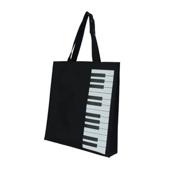 Ежедневна платнена чанта с голям капацитет Черно-бяла пиано Клавиши Дива преносима чанта Пакет за съхранение за жени Ежедневно пазаруване