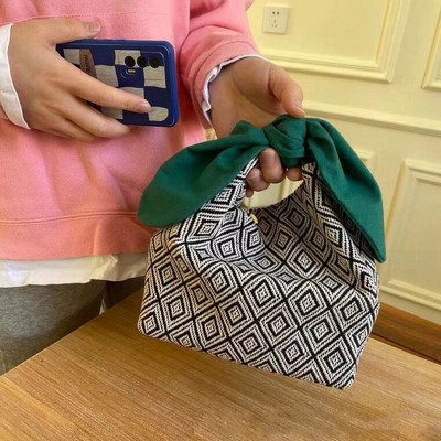 Pusdienu soma kokvilnas audekla pusdienu kastīte piknika tote cute eko maza rokassomiņa pārnēsājama vakariņu trauks pārtikas uzglabāšanas somas sievietēm bērniem