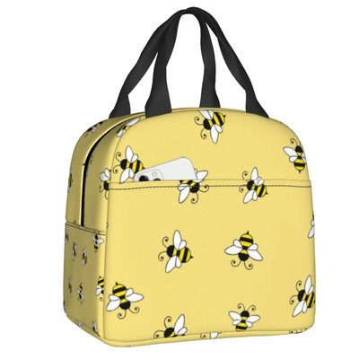 Honey Bee Vintage πορτραίτο στυλ μονωμένη τσάντα μεσημεριανού γεύματος για γυναίκες με δυνατότητα επανάληψης θερμικής ψύξης Ταξίδι για πικνίκ για μεσημεριανό ταμείο