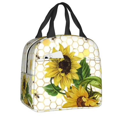Honey Bee Vintage πορτραίτο στυλ μονωμένη τσάντα μεσημεριανού γεύματος για γυναίκες με δυνατότητα επανάληψης θερμικής ψύξης Ταξίδι για πικνίκ για μεσημεριανό ταμείο