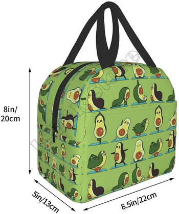 Κουτί μεσημεριανού γεύματος με μόνωση αβοκάντο γιόγκα Αδιάβροχη τσάντα μεσημεριανού γεύματος επαναχρησιμοποιήσιμη τσάντα με μπροστινή τσέπη για πικ-νικ γραφείου στην παραλία