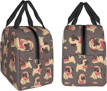 Κουτί μεσημεριανού κουταβιού Cartoon Pug για κορίτσια Χαριτωμένη τσάντα μεσημεριανού γεύματος Σχολικές τσάντες μεσημεριανού γεύματος επαναχρησιμοποιούμενες κουτιά γεύματος Τσάντα σνακ για αγόρια εργασίας