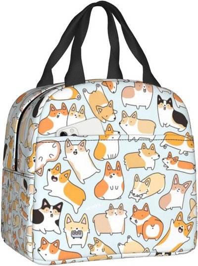 Multfilmu mopsis kucēnu pusdienu kaste meitenēm izolēta jauka pusdienu soma Skolas pusdienu somas atkārtoti lietojamas pusdienu kastes Uzkodu soma zēnu darbam