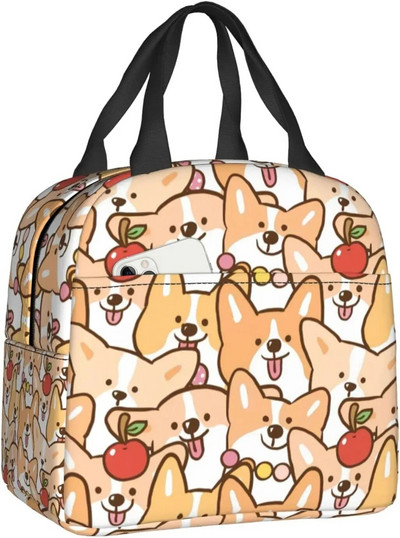 Multfilmu mopsis kucēnu pusdienu kaste meitenēm izolēta jauka pusdienu soma Skolas pusdienu somas atkārtoti lietojamas pusdienu kastes Uzkodu soma zēnu darbam