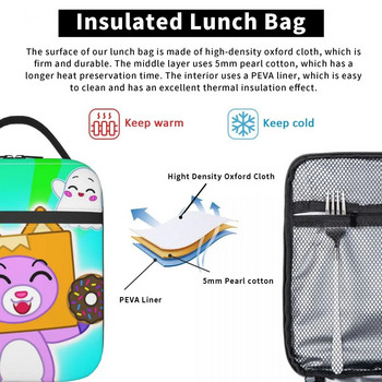 Lankybox Rocky Foxy Изолирани чанти за обяд Чанта Контейнер за обяд Сладки анимационни понички Голяма голяма кутия за обяд Храна Чанти за училище