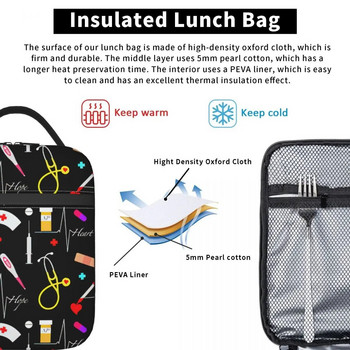 Cute Nurse Insolated τσάντα μεσημεριανού γεύματος στεγανή ιατρικές προμήθειες Δοχείο γεύματος Θερμική τσάντα Tote Lunch Box Σχολική τσάντα ταξιδιού για φαγητό