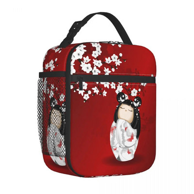 Japāņu japāņu geišu meiteņu pusdienu kastītes Aksesuāri Sakura Kokeshi lelles izolētas aukstuma somas Termiskā aukstā piknika ceļojumu pusdienu kaste