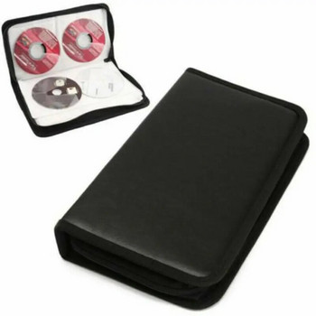Hot 80 Sleeve CD DVD Blu Ray Disc Чанта за съхранение Калъф Държач Чанта Кожен портфейл Черен пръстен за съхранение Binder