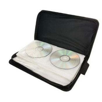 Hot 80 Sleeve CD DVD Blu Ray Disc Чанта за съхранение Калъф Държач Чанта Кожен портфейл Черен пръстен за съхранение Binder