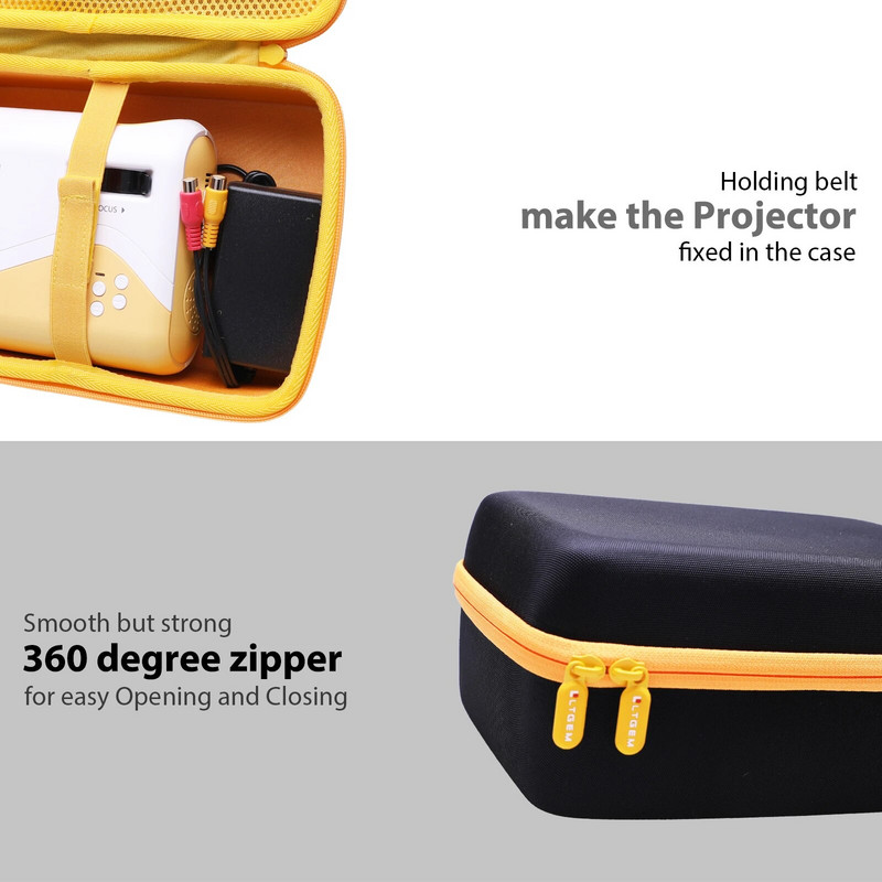 Σκληρή θήκη LTGEM EVA για μίνι προβολέα, AuKing αναβαθμισμένος 1080P υποστηριζόμενος προβολέας εξωτερικού χώρου, προβολέας για εξωτερική χρήση συμβατός