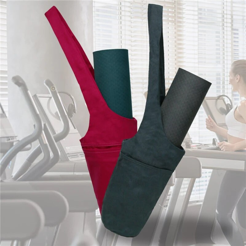 Τσάντα γιόγκα ματ Βαμβακερή καμβά μεγάλη θήκη μεταφοράς με ρυθμιζόμενο ιμάντα ώμου Αθλητική τσάντα αποθήκευσης τσέπη 5 χρωμάτων Σακίδιο πλάτης