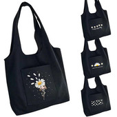 Tote Bag Sieviešu pircēju audekla soma Tīras kokvilnas pārnēsājama viena pleca iepirkumu soma Skaista apjukuma margrietiņa apdrukas rokassomiņa