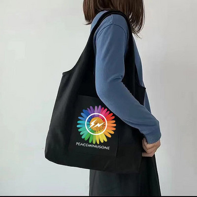 Tote Bag Sieviešu pircēju audekla soma Tīras kokvilnas pārnēsājama viena pleca iepirkumu soma Skaista apjukuma margrietiņa apdrukas rokassomiņa