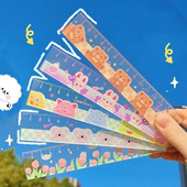 Drăguț Kawaii Timp de studiu Riglă de desene animate Riglă multifuncțională de desen DIY pentru copii, studenți, birou, școală, papetărie