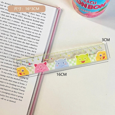 Drăguț Kawaii Timp de studiu Riglă de desene animate Riglă multifuncțională de desen DIY pentru copii, studenți, birou, școală, papetărie