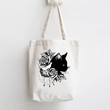 Επιστολή εκτύπωσης Shopper Handbags Καμβάς ώμου Casual κορίτσια για ψώνια Γυναίκες Κομψή τάση Χαριτωμένη τσάντα
