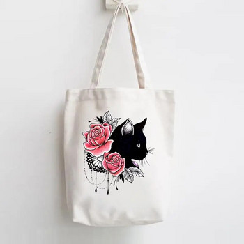 Επιστολή εκτύπωσης Shopper Handbags Καμβάς ώμου Casual κορίτσια για ψώνια Γυναίκες Κομψή τάση Χαριτωμένη τσάντα