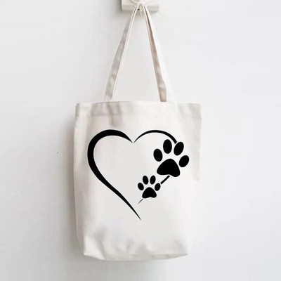 Επιστολή εκτύπωσης Shopper Handbags Καμβάς ώμου Casual κορίτσια για ψώνια Γυναίκες Κομψή τάση Χαριτωμένη τσάντα