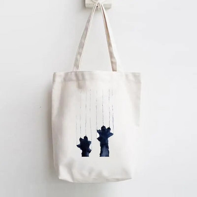 Επιστολή εκτύπωσης Shopper Handbags Καμβάς ώμου Casual κορίτσια για ψώνια Γυναίκες Κομψή τάση Χαριτωμένη τσάντα